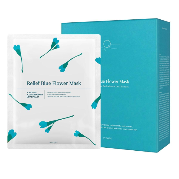 HYGGEE Relief Blue Flower Mask 10EA - EmpressKorea