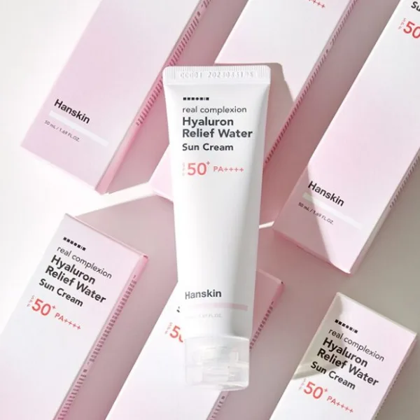 Hanskin Real Complexion Hyaluronic Relief Water Sun Cream SPF50+ PA++++ 50ml - EmpressKorea