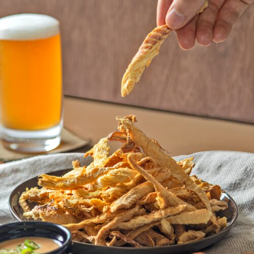 High protein crispy Insang Muktae(dried pollack) + garlic mayo sauce, 55g, 3 packs - EmpressKorea