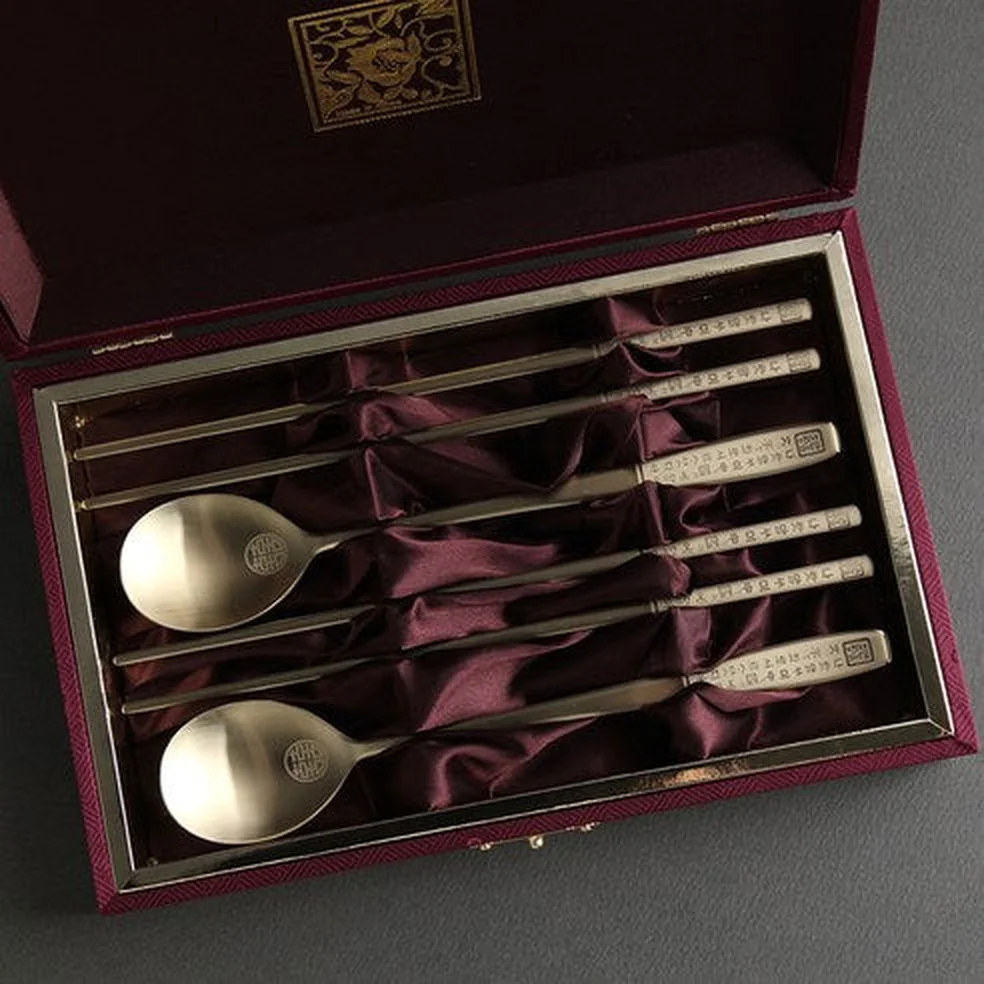 Hunminjeongeum Gold Spoon Set - EmpressKorea