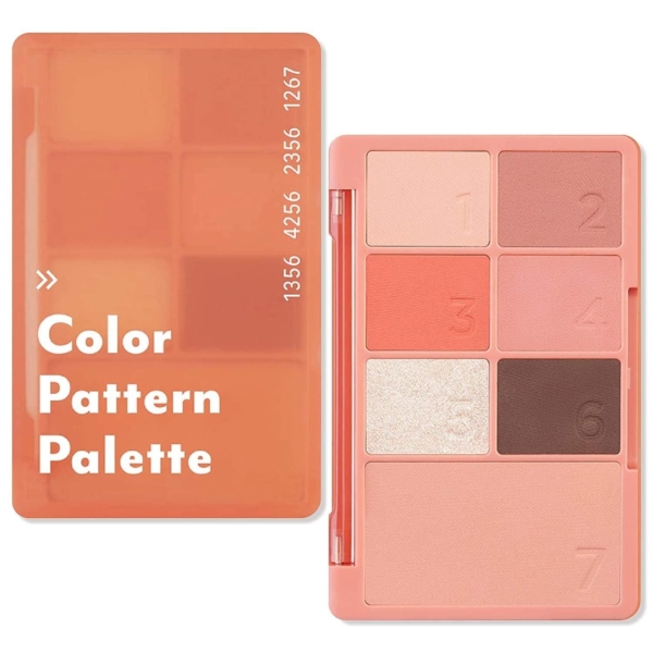 I'M MEME I'M Color Pattern Palette | 6 Colors Eyeshadow and 1 Blush Palette | 001 Coral Pattern | K-Beauty - EmpressKorea