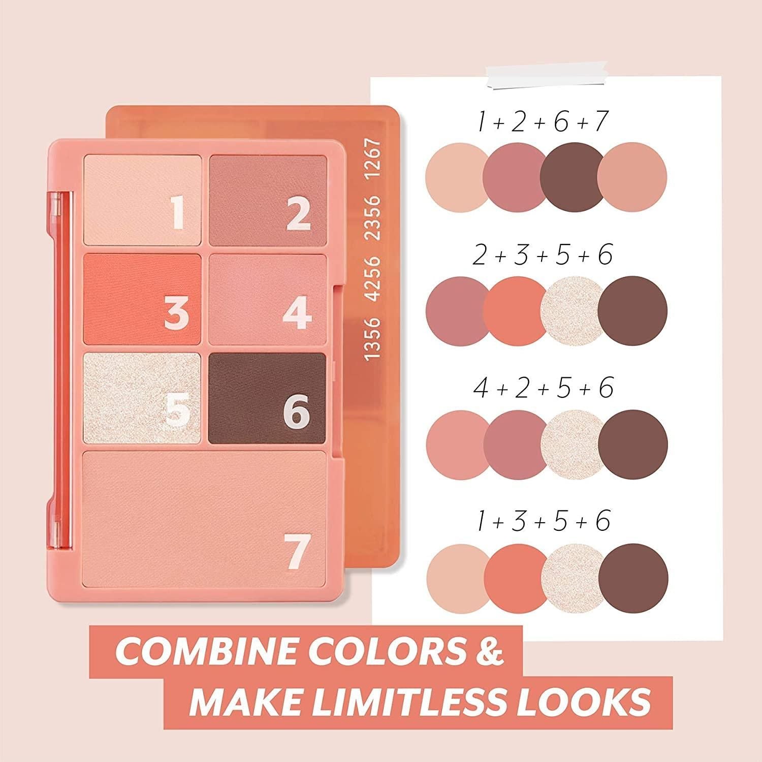 I'M MEME I'M Color Pattern Palette | 6 Colors Eyeshadow and 1 Blush Palette | 001 Coral Pattern | K-Beauty - EmpressKorea