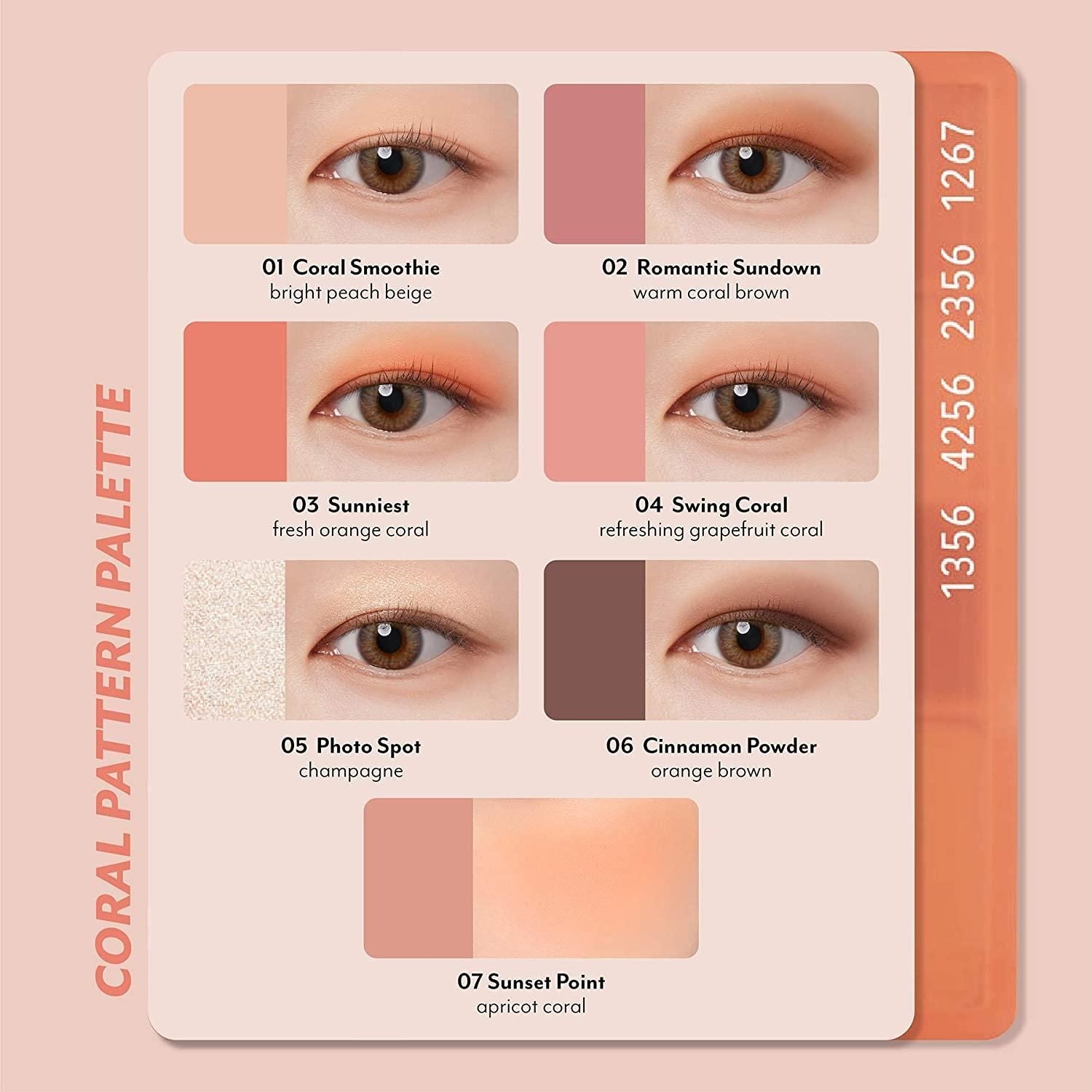 I'M MEME I'M Color Pattern Palette | 6 Colors Eyeshadow and 1 Blush Palette | 001 Coral Pattern | K-Beauty - EmpressKorea