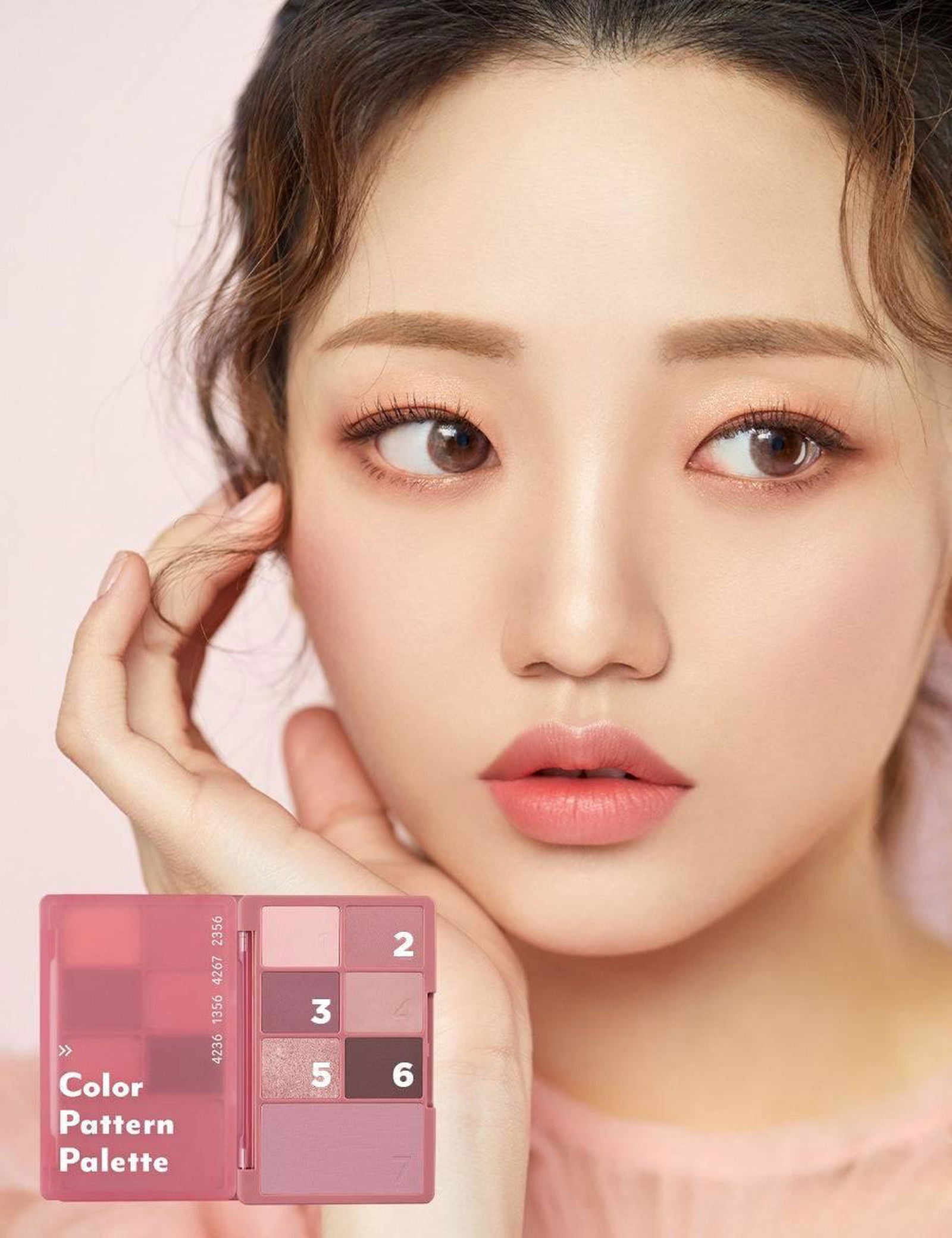 I'M MEME I'M Color Pattern Palette | 6 Colors Eyeshadow and 1 Blush Palette | 001 Coral Pattern | K-Beauty - EmpressKorea