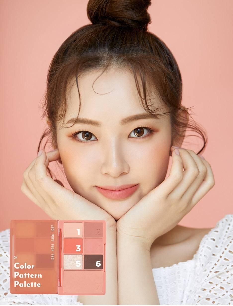 I'M MEME I'M Color Pattern Palette | 6 Colors Eyeshadow and 1 Blush Palette | 001 Coral Pattern | K-Beauty - EmpressKorea