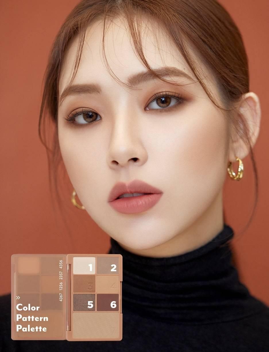 I'M MEME I'M Color Pattern Palette | 6 Colors Eyeshadow and 1 Blush Palette | 001 Coral Pattern | K-Beauty - EmpressKorea