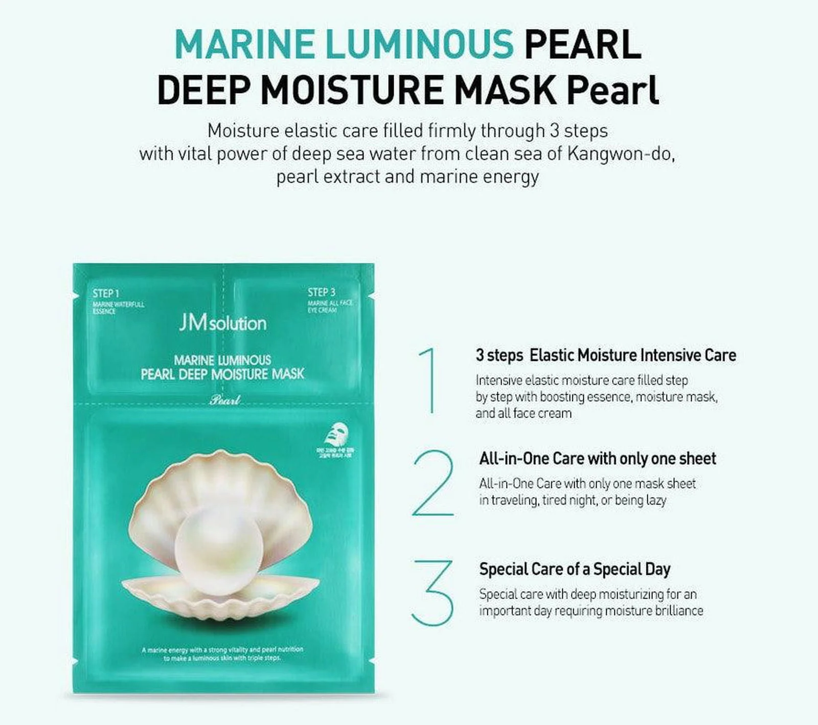 JM Solution Marine Luminous Pearl Deep Moisture Mask Pearl 10EA - EmpressKorea