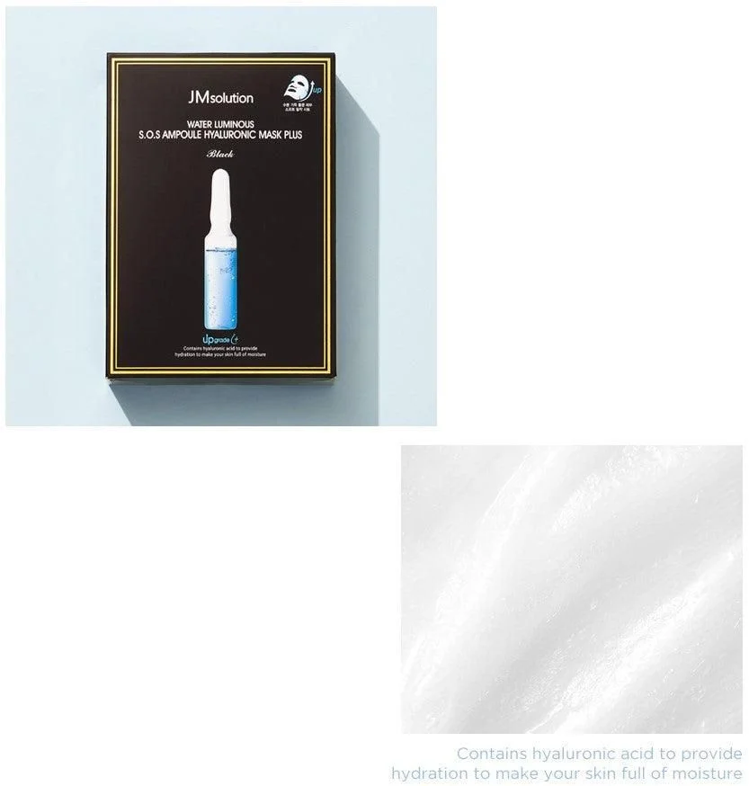 JM Solution Water Luminous S.O.S Ampoule Hyaluronic Mask Plus 1BOX (30ml X 10EA) - EmpressKorea