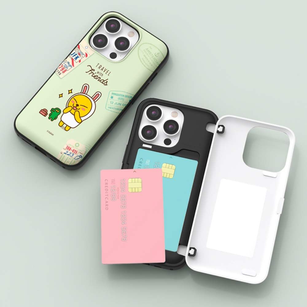 Kakao Friends iPhone 15 Pro Travel Magnetic Card Storage Bumper Case - EmpressKorea