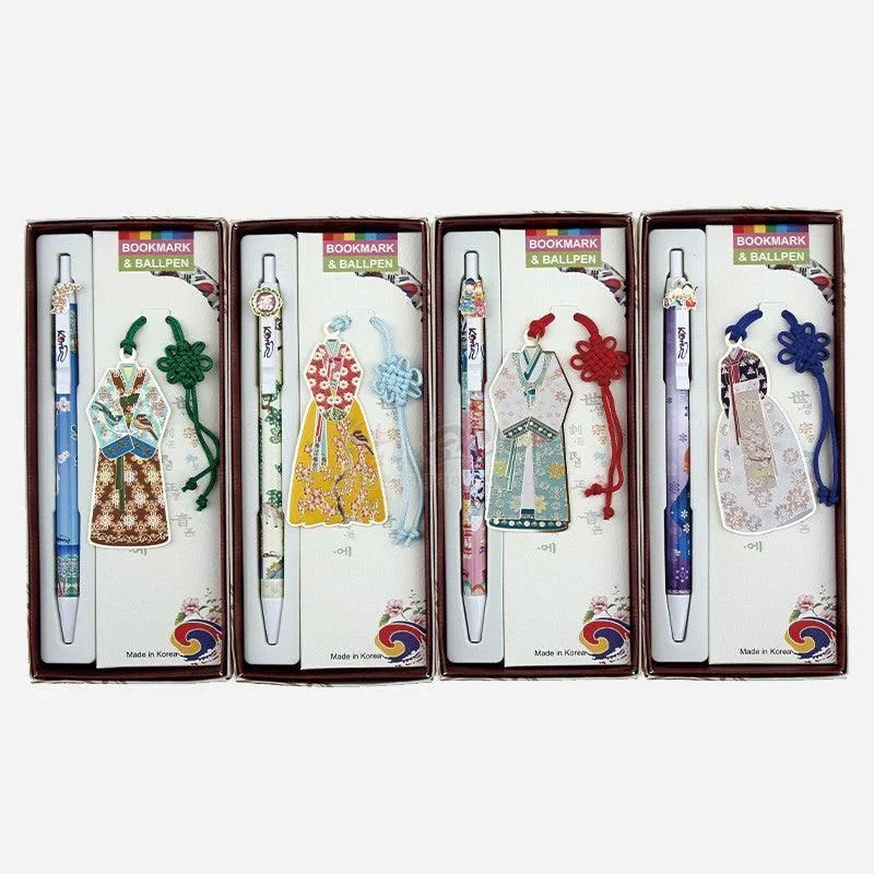 Korean Culture 4 Bookmarks + Ballpoint Pen Set Korean Culture 4 Bookmarks - EmpressKorea