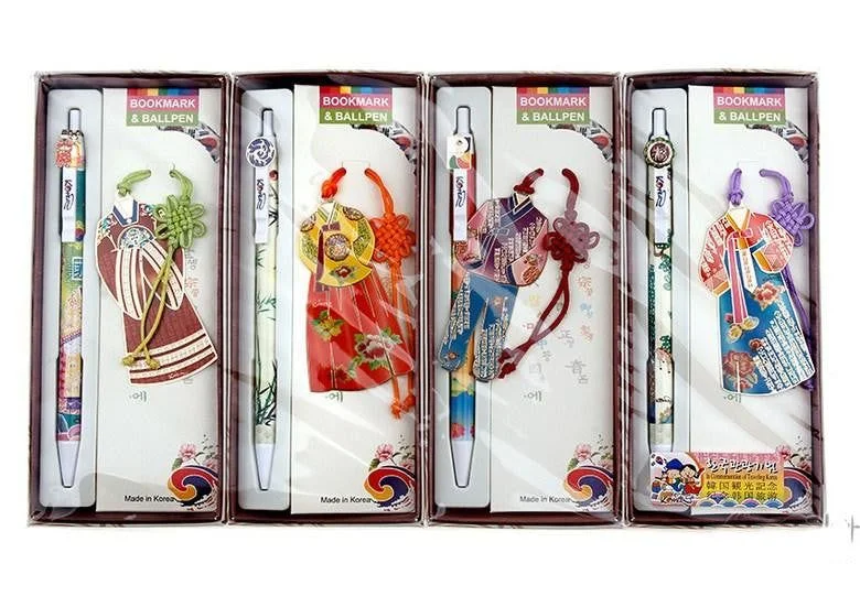 Korean Culture 4 Bookmarks + Ballpoint Pen Set Korean Culture 4 Bookmarks - EmpressKorea