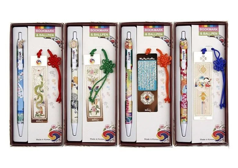 Korean Culture 4 Bookmarks + Ballpoint Pen Set Korean Culture 4 Bookmarks - EmpressKorea