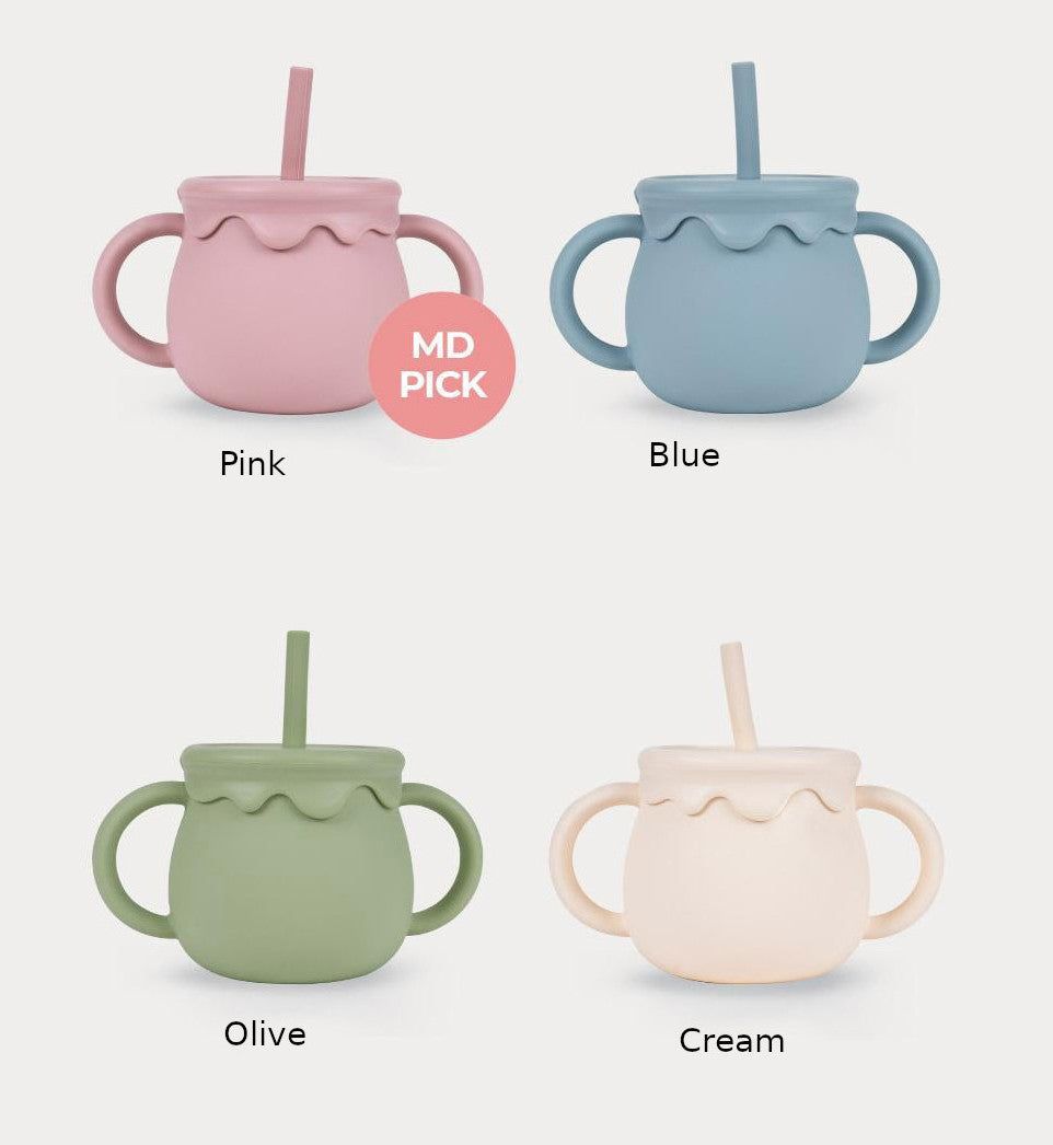 LITTLE CLOUD Baby Honey Pot Multi Silicone Straw Cup 250ml - EmpressKorea