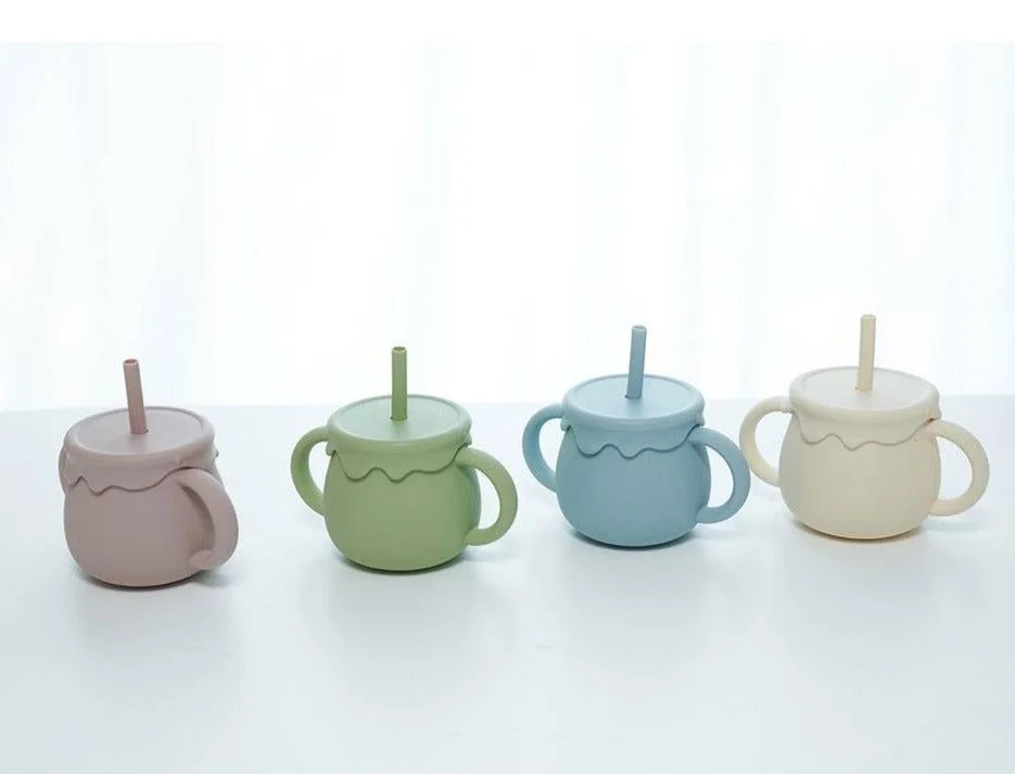 LITTLE CLOUD Baby Honey Pot Multi Silicone Straw Cup 250ml - EmpressKorea