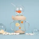 LITTLE CLOUD Infant Water Spouting Fish Handle Straw Cup + Straw Cleaning Brush + Additional Straw Set - EmpressKorea
