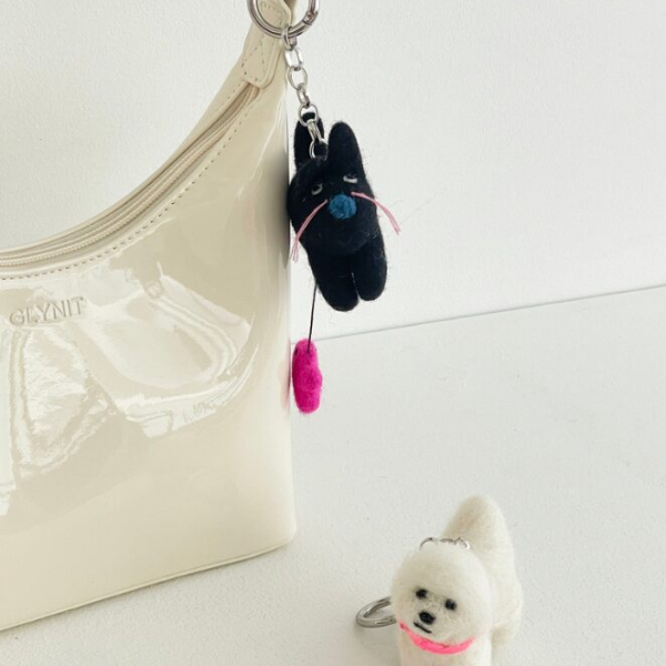 Lebaun  Sustainable Wool Friends Keyring_Nero(Black Cat) - EmpressKorea