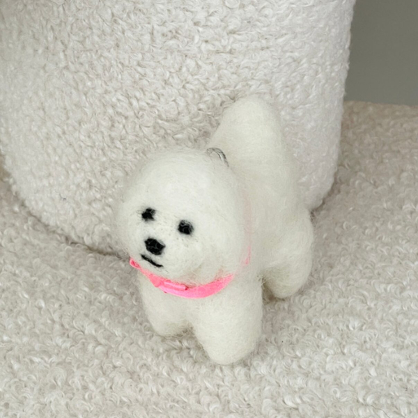 Lebaun  Sustainable Wool Friends Keyring_ Somsom(White dog) - EmpressKorea
