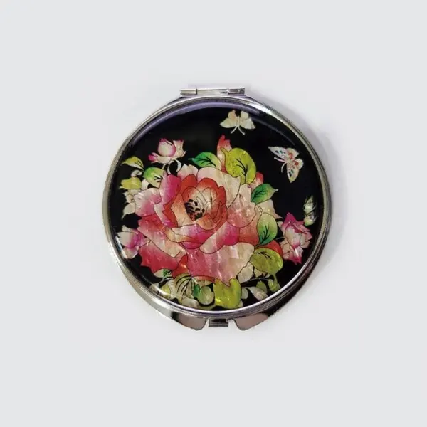 Harmony of Korean Style & Natural Mother Of Pearl Hand Mirror - Rose / Made In Korea - EmpressKorea