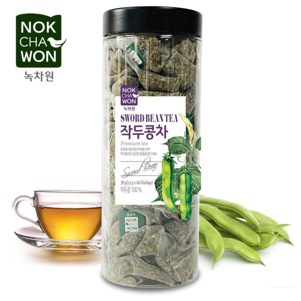 NOK CHA WON Korean Sword Bean Tea Green Bean Tea Large Capacity 60 Tea Bag Pyramid Tea Bag - EmpressKorea