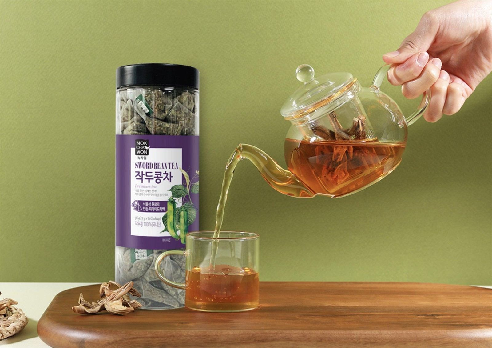 NOK CHA WON Korean Sword Bean Tea Green Bean Tea Large Capacity 60 Tea Bag Pyramid Tea Bag - EmpressKorea