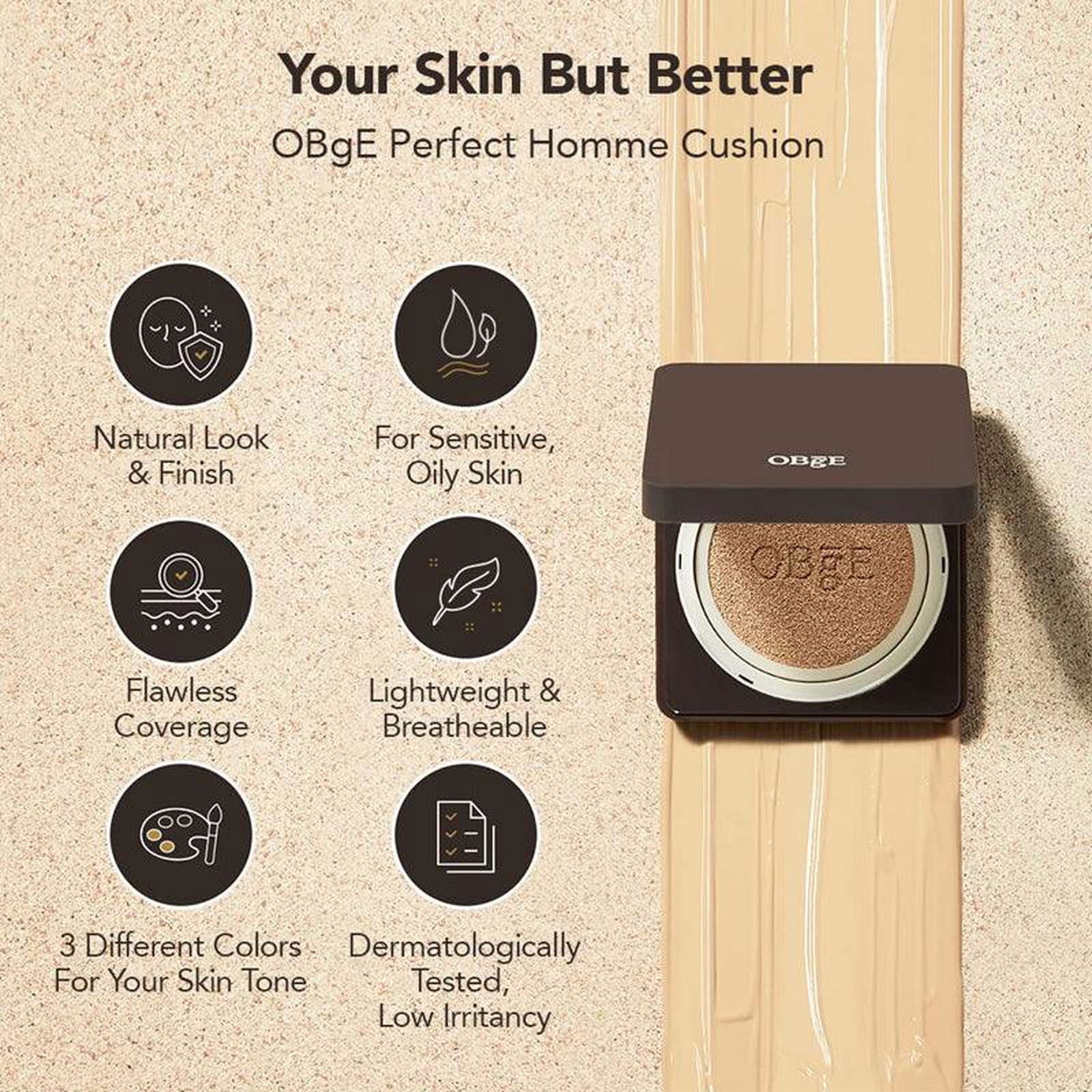 OBgE Perfect Homme Cushion (3 Colors) SPF 50+ PA+++ 15g - EmpressKorea