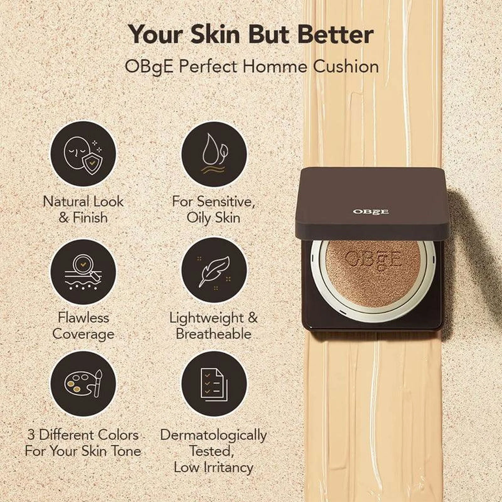 OBgE Perfect Homme Cushion (3 Colors) SPF 50+ PA+++ 15g - EmpressKorea