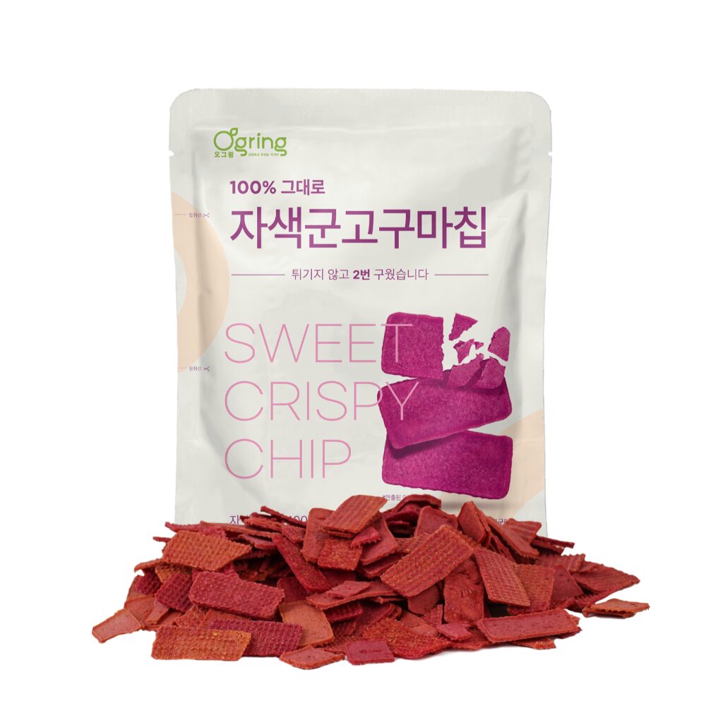 Ogring Non-fried purple roasted sweet potato chips, 100% sweet potato healthy snack, 40g, 6 pieces - EmpressKorea