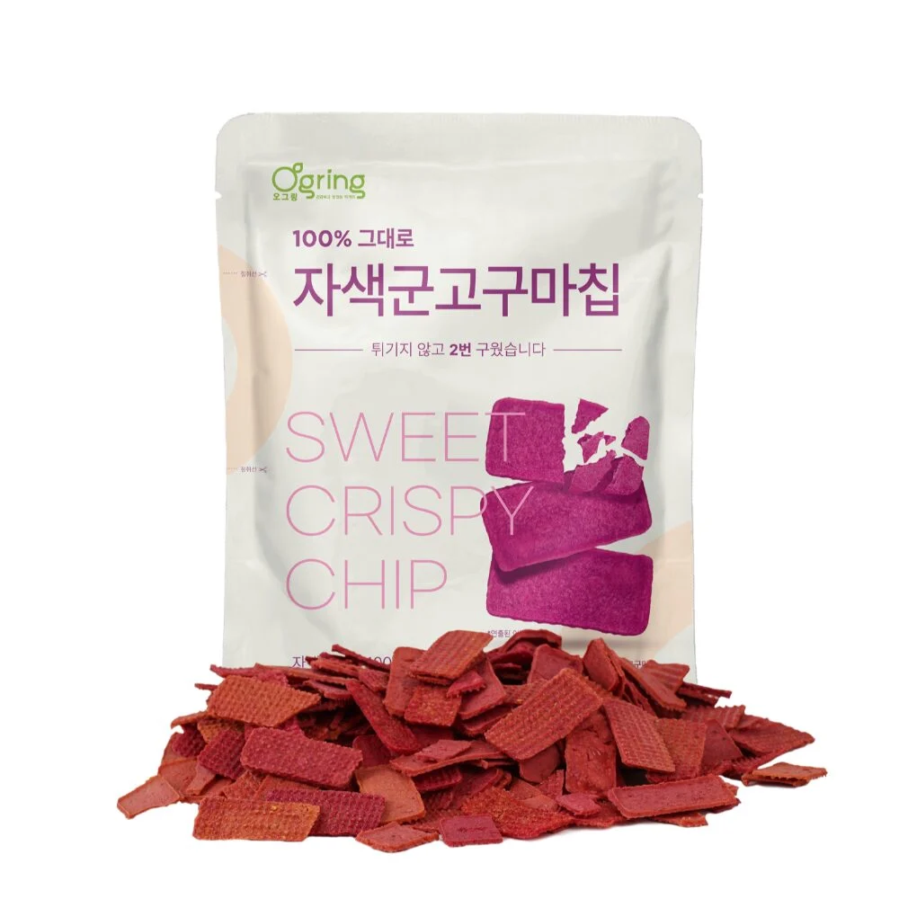 Ogring Non-fried purple roasted sweet potato chips, 100% sweet potato healthy snack, 40g, 6 pieces - EmpressKorea
