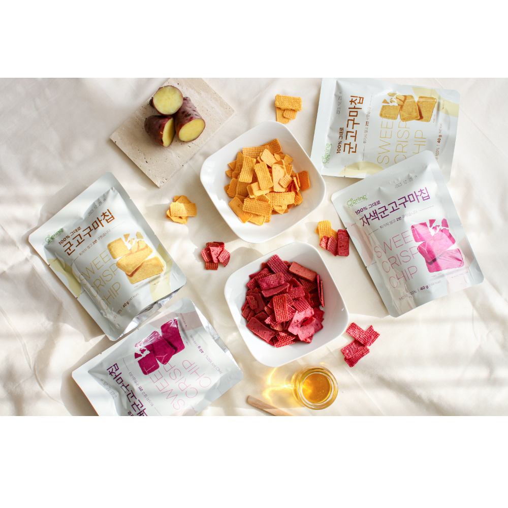 Ogring Non-fried purple roasted sweet potato chips, 100% sweet potato healthy snack, 40g, 6 pieces - EmpressKorea