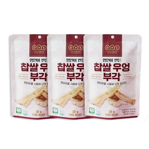 Oh Hee-sook Traditional Bugak Glutinous Rice Burdock Bugak 30g, 3pieces - EmpressKorea
