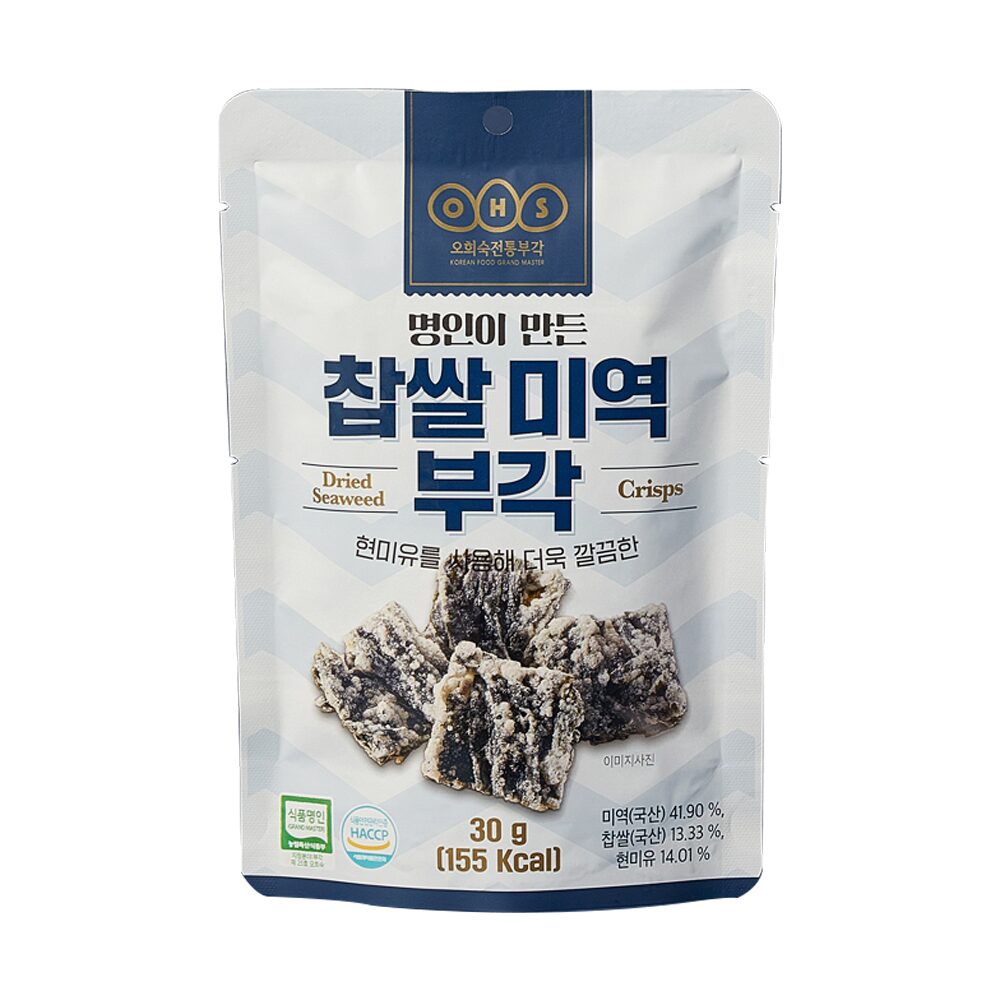 Oh Hee-sook Traditional Bugak Glutinous Rice Seaweed Bugak 30g, 3pcs - EmpressKorea