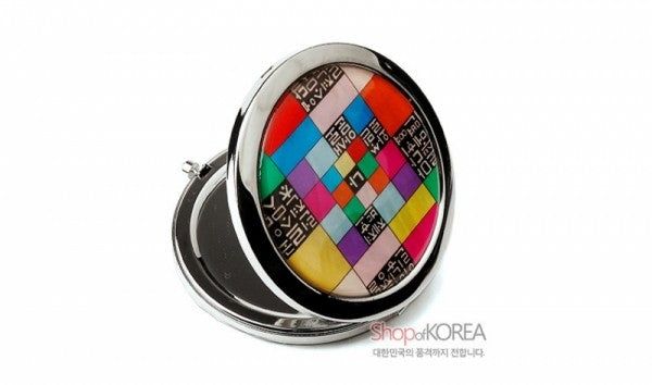 One touch Mother of pearl Hand Mirror - Hunminjeongeum made in Korea - EmpressKorea