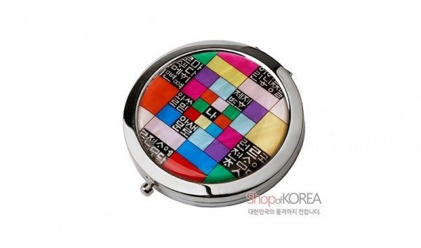 One touch Mother of pearl Hand Mirror - Hunminjeongeum made in Korea - EmpressKorea