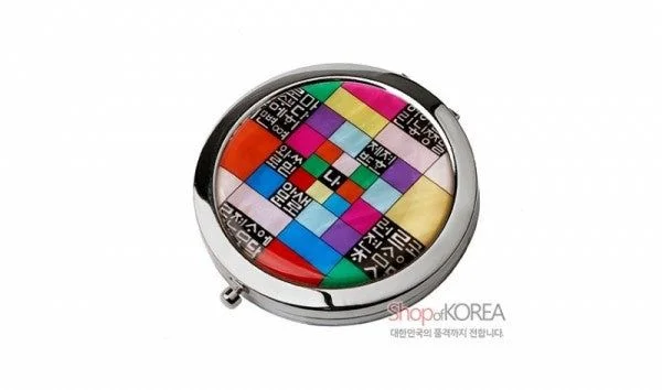 One touch Mother of pearl Hand Mirror - Hunminjeongeum made in Korea - EmpressKorea