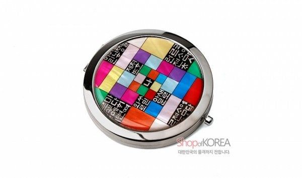 One touch Mother of pearl Hand Mirror - Hunminjeongeum made in Korea - EmpressKorea