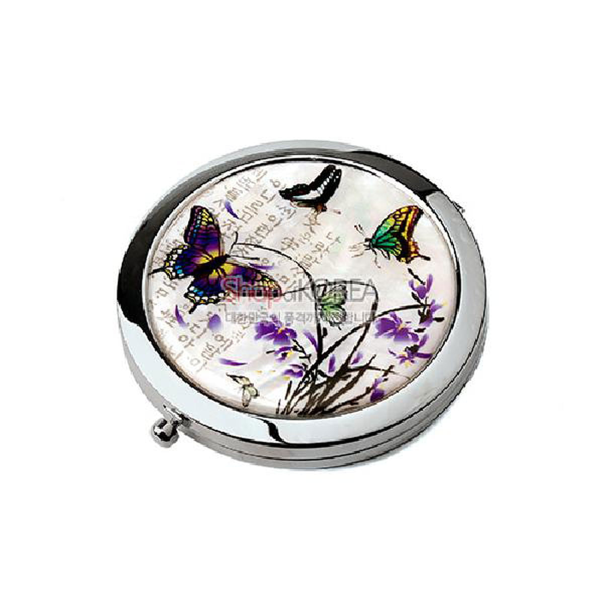 One touch Mother of pearl Hand Mirror - Orchid made in Korea - EmpressKorea