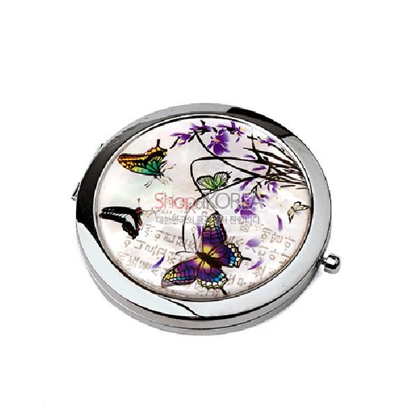 One touch Mother of pearl Hand Mirror - Orchid made in Korea - EmpressKorea