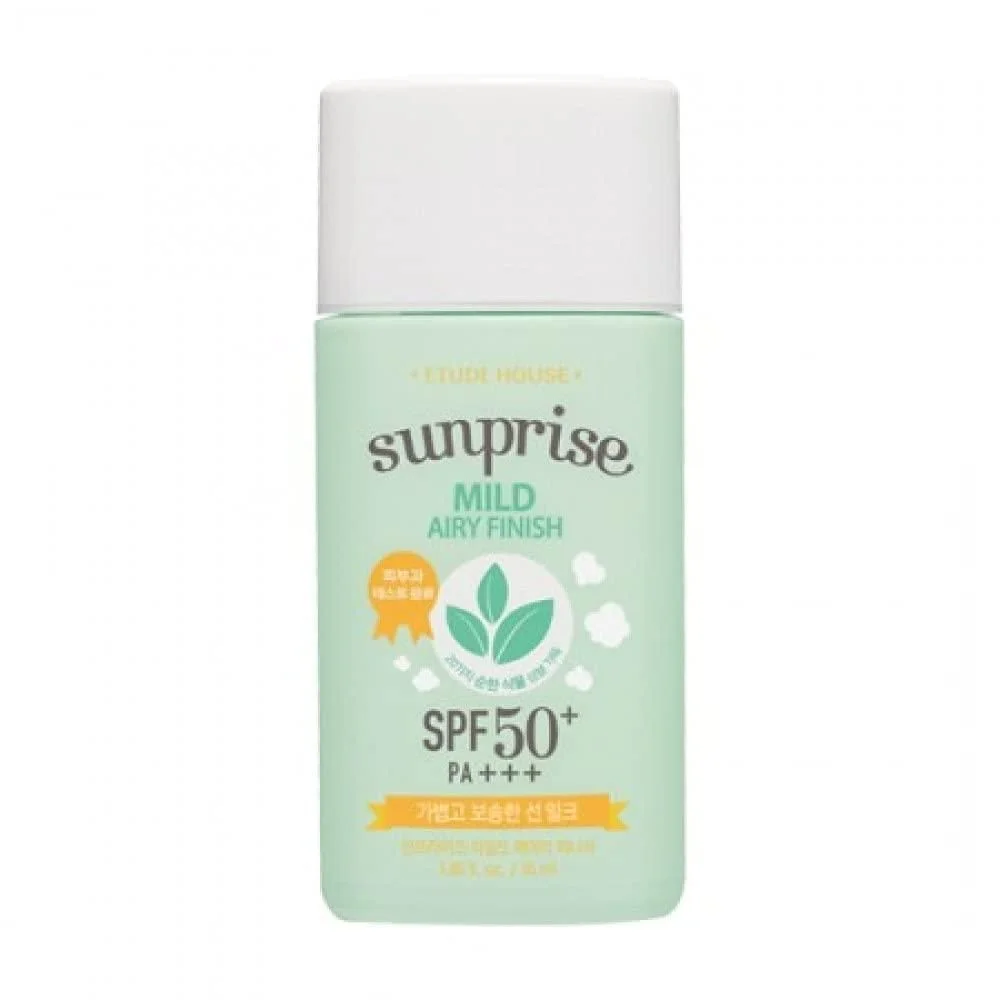 ETUDE HOUSE Sunprise Mild Airy Finish Sun Milk SPF50+ / PA+++ | Sebum-free, Non-Sticky, Long Lasting Protection, 100% Mineral Based Sunscreen | Kbeauty 55ml - EmpressKorea