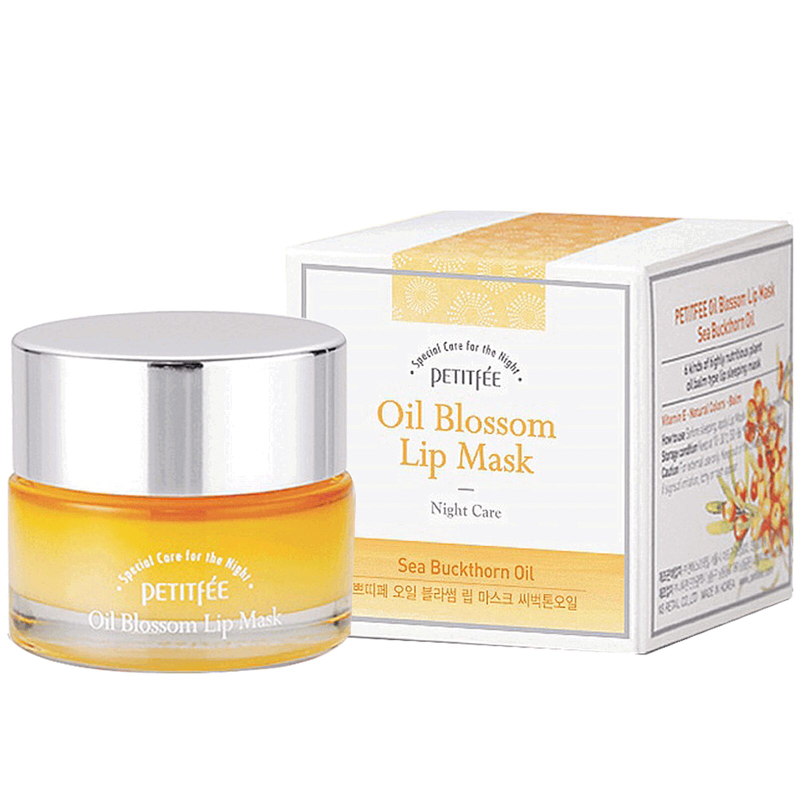 PETITFÉE Oil Blossom Lip Mask Sea Buckthorn Oil 15g - EmpressKorea