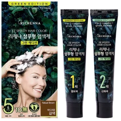 RICHENNA NEW Shampoo-Type Hair Dye For Gray Hair, Green Edition - EmpressKorea