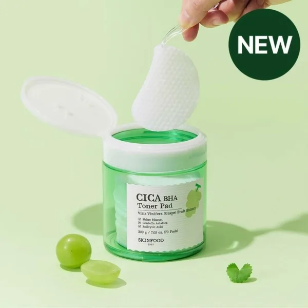 SKINFOOD Shine Muscat Cica BHA Toner Pad 70pcs 200g - EmpressKorea