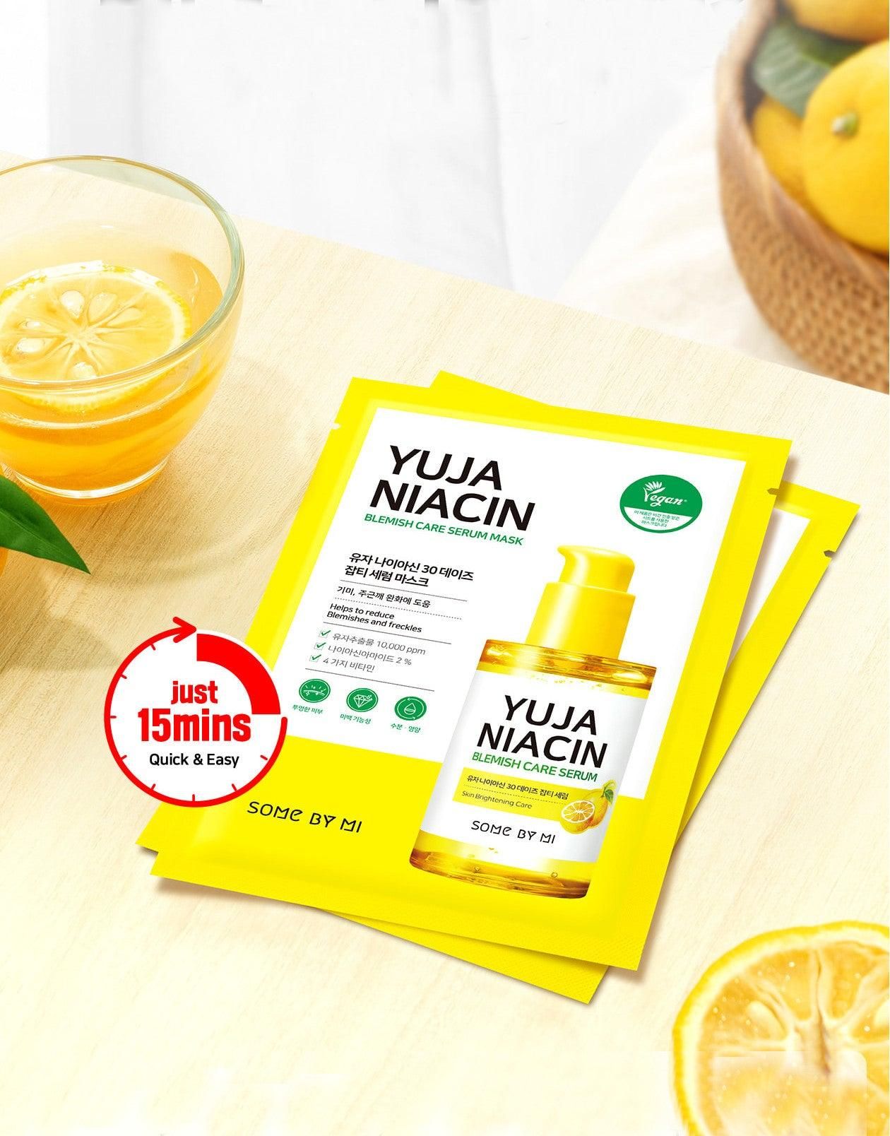 SOME BY MI Yuja Niacin 30 Days Blemish Care Serum Sheet Mask 25ml*10pcs - EmpressKorea