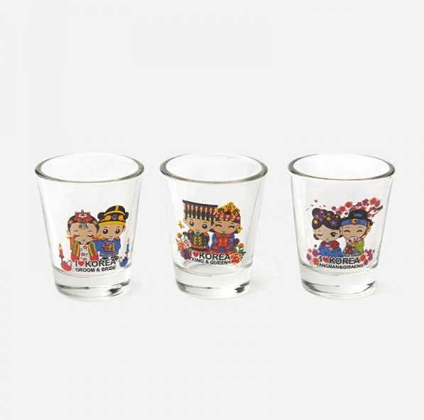 Soju Glasses 3 Types - Hanbok Traditional Costume Couple - EmpressKorea