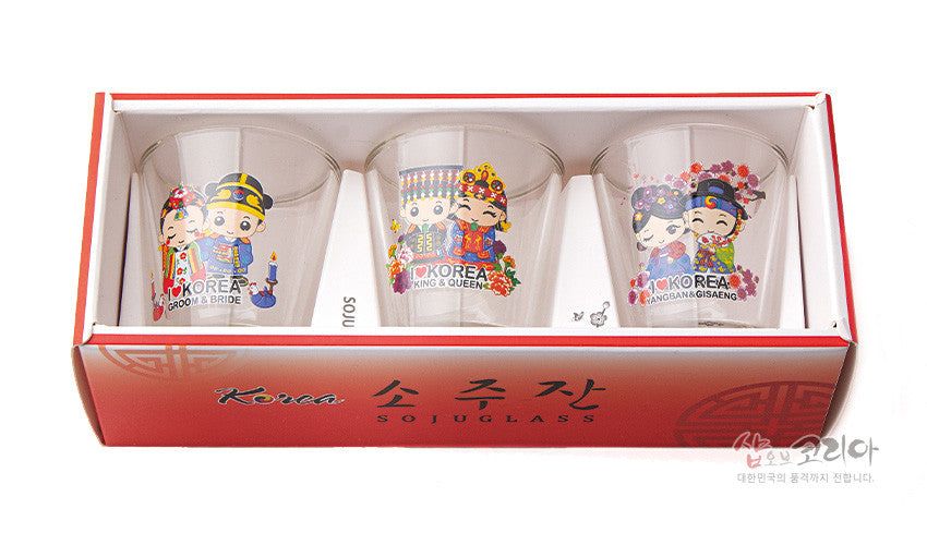 Soju Glasses 3 Types - Hanbok Traditional Costume Couple - EmpressKorea
