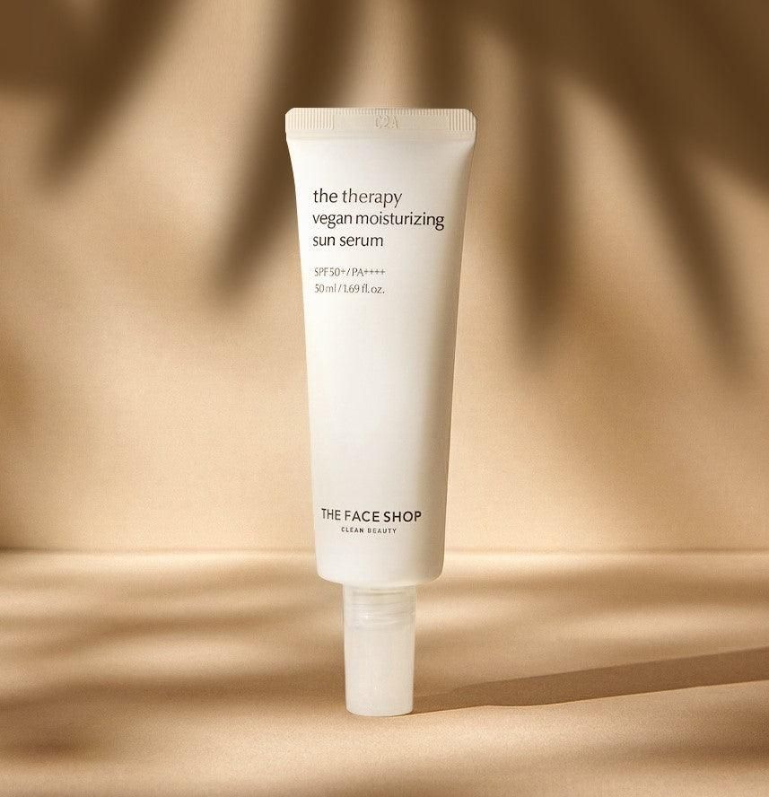 THE FACE SHOP The Therapy Vegan Moisturizing Sun Serum SPF 50+ PA++++ 50ml - EmpressKorea
