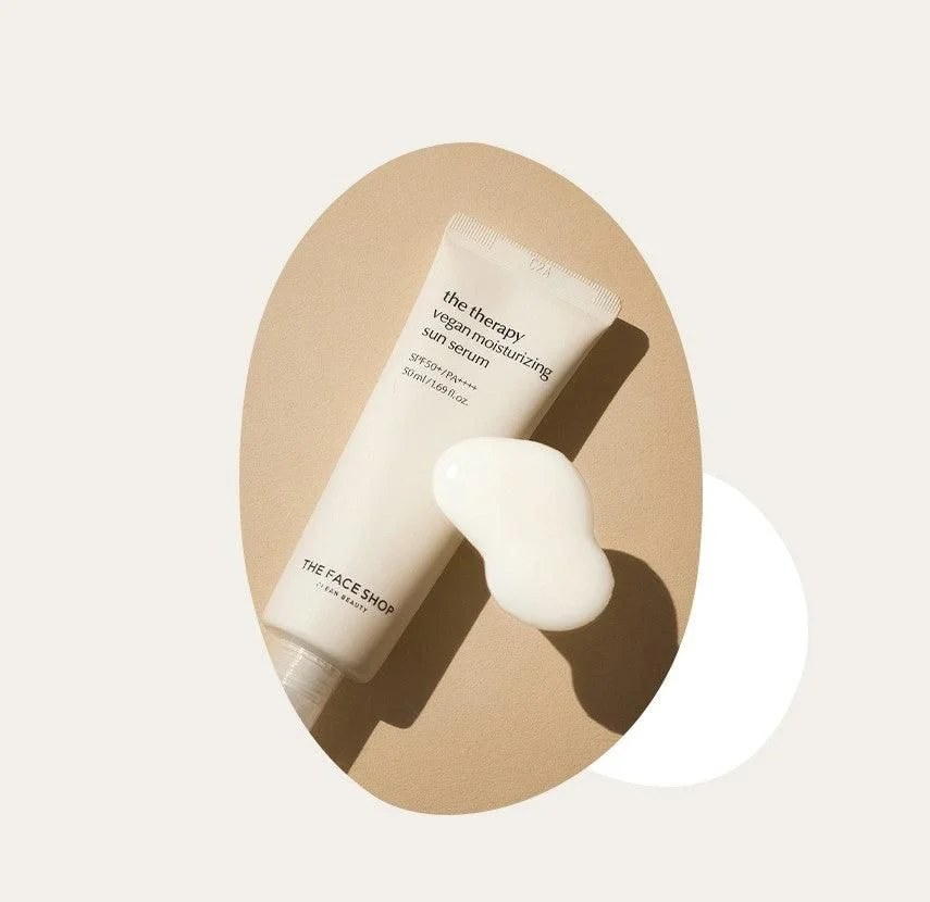 THE FACE SHOP The Therapy Vegan Moisturizing Sun Serum SPF 50+ PA++++ 50ml - EmpressKorea