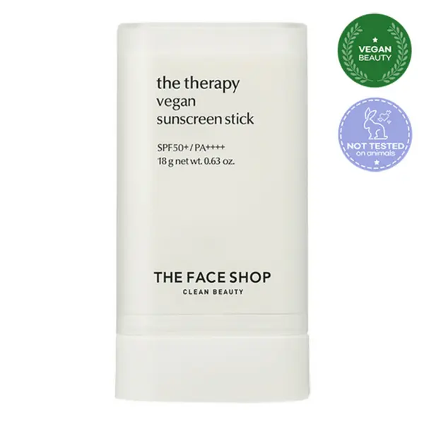 THE FACE SHOP The Therapy Vegan Sunscreen Stick SPF 50+ PA++++ 18g - EmpressKorea