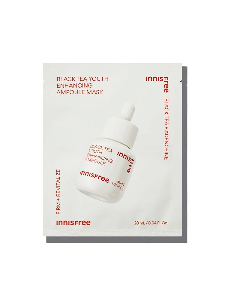 innisfree Black Tea Youth Enhancing Ampoule Mask 28mL × 5 Sheets - Image 2