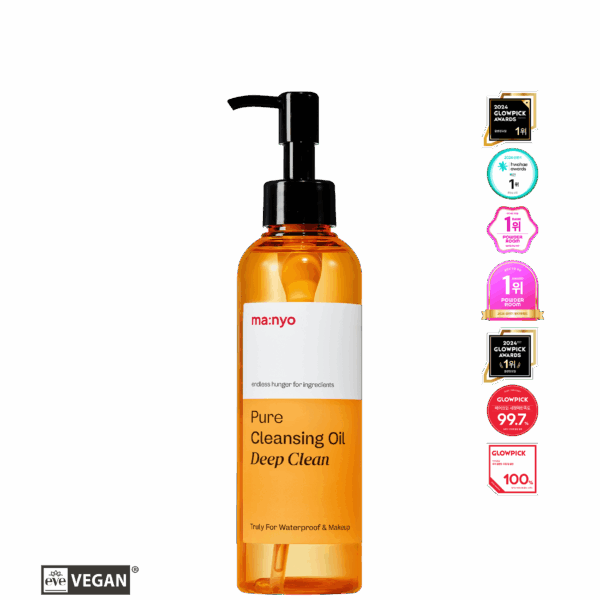 "meta_description": "Experience vegan skincare with Manyo's Pure Cleansing Oil Deep Clean for effortless makeup removal.",