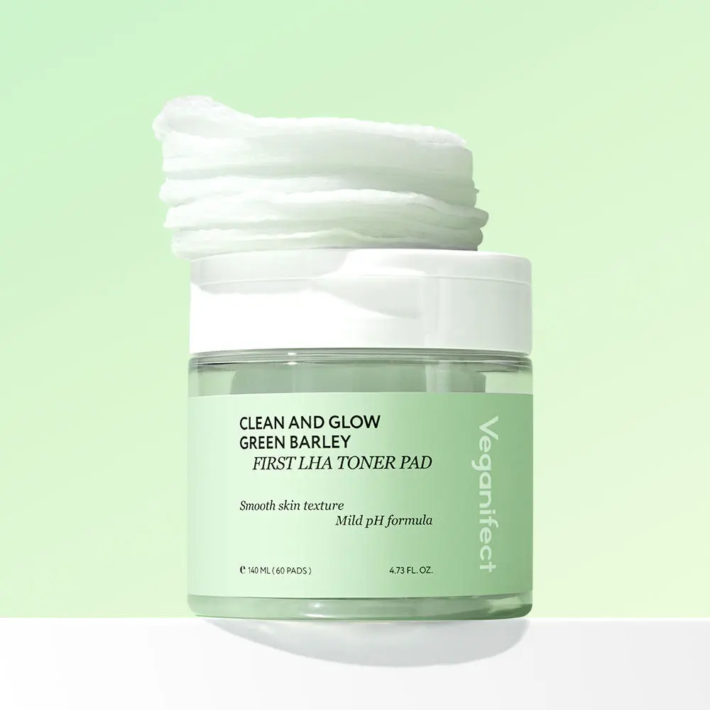 Veganifect Clean and Glow Green Barley First LHA Toner Pad 60pads 140ml